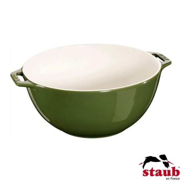 Bowl com Alças Staub Ceramic 18cm Verde Basil