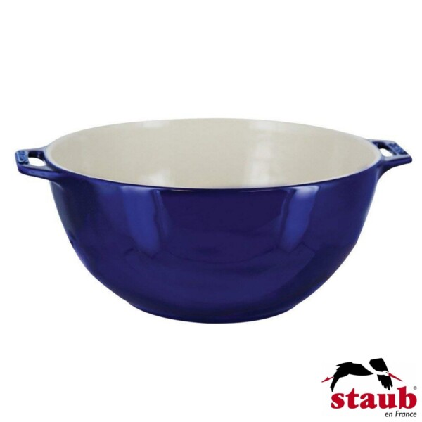Bowl com Alças Staub Ceramic 25cm Azul Marinho