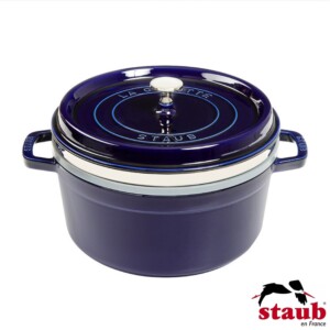 Caçarola com Steamer Redonda 26cm Azul Marinho Staub Specialties de Ferro Fundido