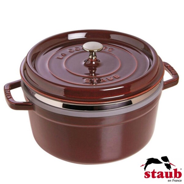 Caçarola com Steamer Redonda 26cm Vermelha Granada Staub Specialties de Ferro Fundido