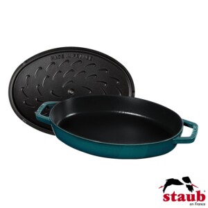 Caçarola Oval 32cm Mar Turquesa Staub La Mer Chistera de Ferro Fundido