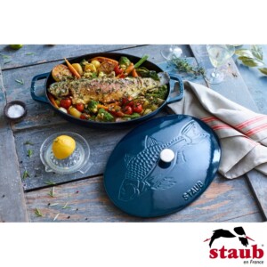 Caçarola Oval 32cm Mar Turquesa Staub La Mer Chistera de Ferro Fundido