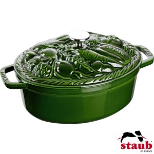 Caçarola Vegetal Oval 29cm Verde Basil Staub Specialties de Ferro Fundido