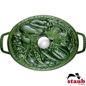 Caçarola Vegetal Oval 29cm Verde Basil Staub Specialties de Ferro Fundido