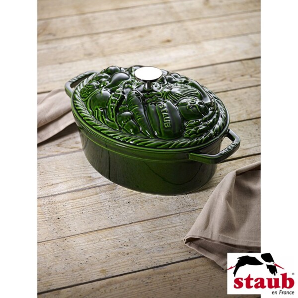 Caçarola Vegetal Oval 29cm Verde Basil Staub Specialties de Ferro Fundido