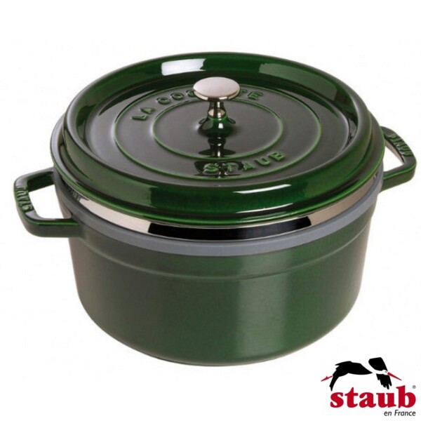 Caçarola com Steamer Redonda 26cm Verde Basil Staub Specialties de Ferro Fundido