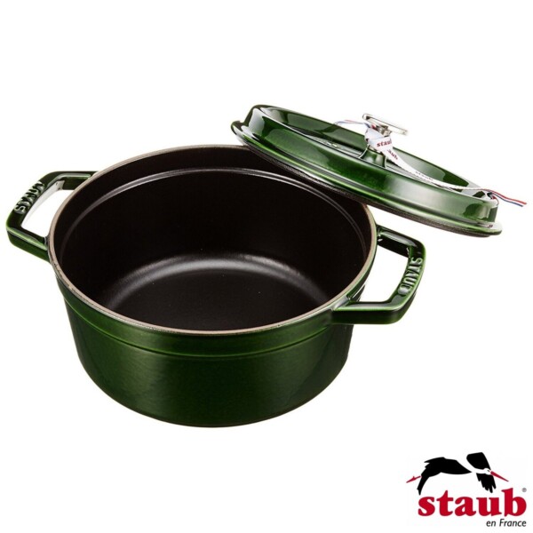 Caçarola com Steamer Redonda 26cm Verde Basil Staub Specialties de Ferro Fundido