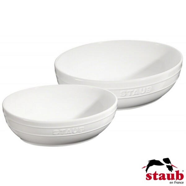 Cj. Multi Bowl Oval 2 Peças 23 e 27cm Staub Ceramic Branca