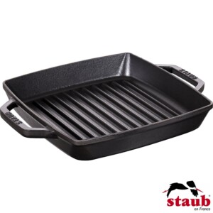 Grelha Quadrada 23cm com Alças Preta Staub Grill Pans de Ferro Fundido