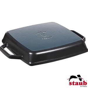 Grelha Quadrada 23cm com Alças Preta Staub Grill Pans de Ferro Fundido