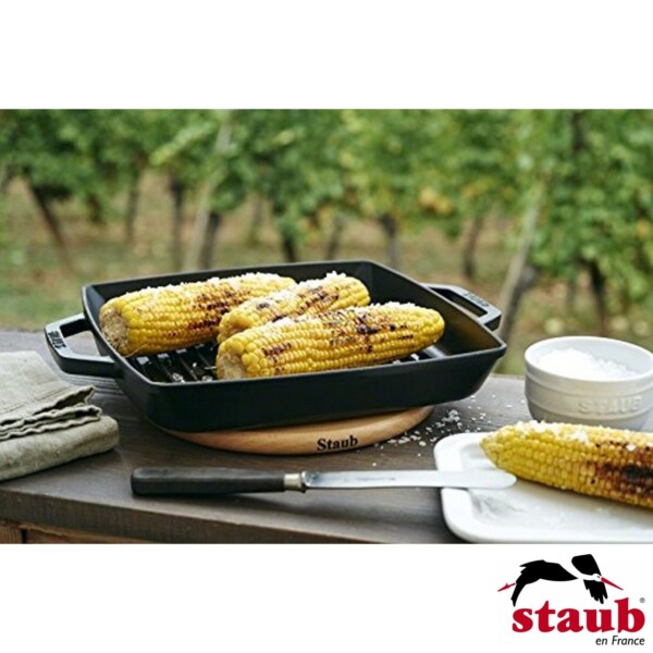 Grelha Quadrada 28cm com Alças Preta Staub Grill Pans de Ferro Fundido