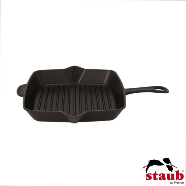 Grelha Quadrada com Cabo 26cm Preta Staub Grill Pans de Ferro Fundido