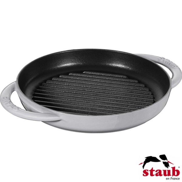 Grelha Redonda 22cm com Alças Cinza Grafite Staub Grill Pans de Ferro Fundido