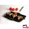 Grelha Retangular 34x21cm com Cabo de Silicone Removível Preta Staub Grill Pans de Ferro Fundido