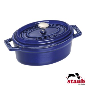 Mini Caçarola Oval 11cm Azul Marinho Staub Mini Cocotte de Ferro Fundido