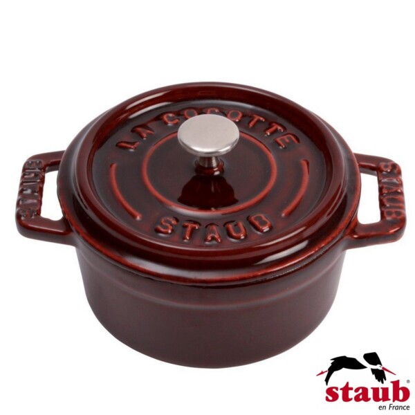 Mini Caçarola Redonda 10cm Vermelha Granada Staub Mini Cocotte de Ferro Fundido