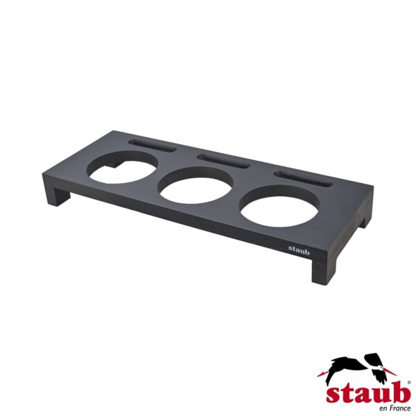 Suporte de Madeira para 3 Mini Caçarolas 10cm Staub Accessories Preto