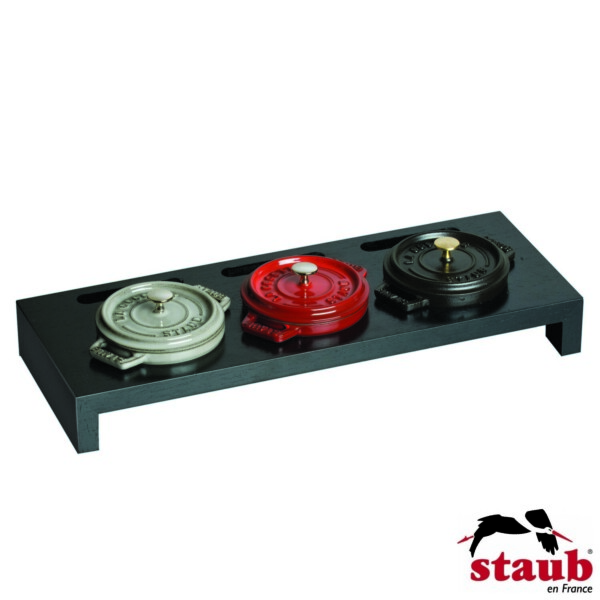 Suporte de Madeira para 3 Mini Caçarolas 10cm Staub Accessories Preto