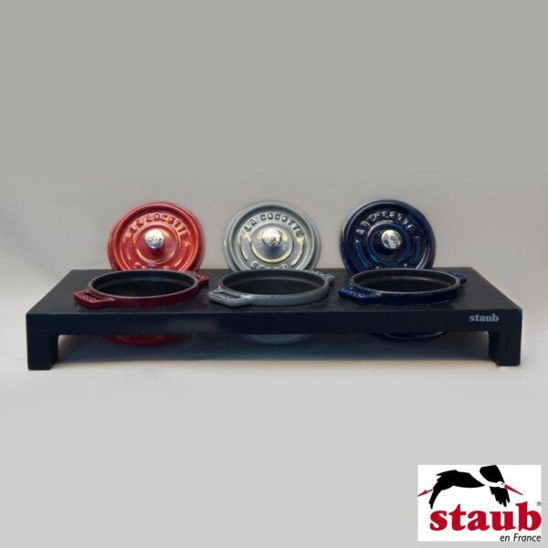 Suporte de Madeira para 3 Mini Caçarolas 10cm Staub Accessories Preto