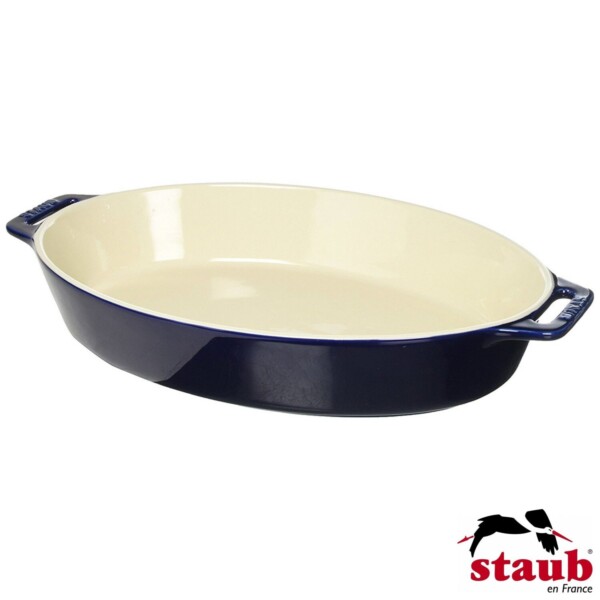 Travessa Oval 37cm Azul Marinho Staub Ceramic