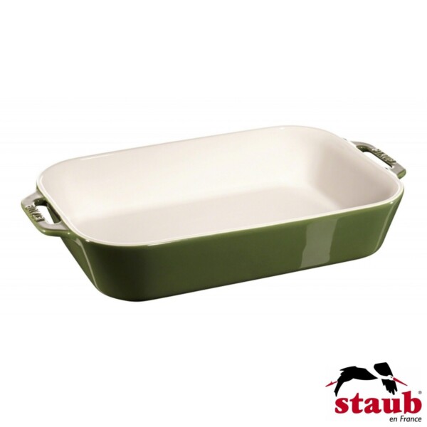 Travessa Retangular 34x24cm Verde Basil Staub Ceramic
