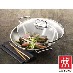 Wok com Tampa de Vidro 32cm Zwilling Plus de Aço Inox