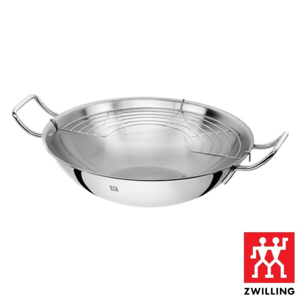 Wok com Tampa de Vidro 32cm Zwilling Plus de Aço Inox