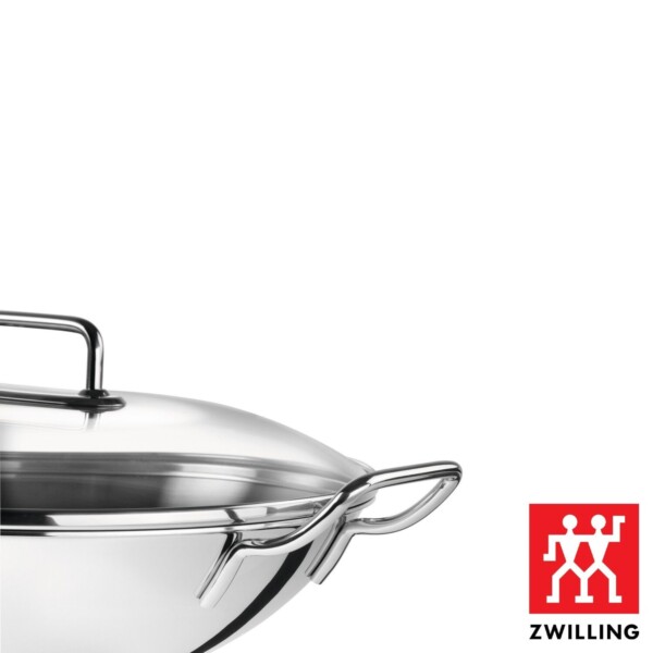 Wok com Tampa de Vidro 32cm Zwilling Plus de Aço Inox