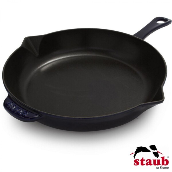 Frigideira Staub Azul Marinho 26cm com Cabo Grill Pans Redonda de Ferro Fundido