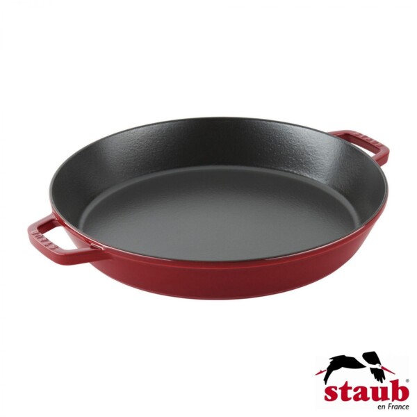 Frigideira Staub Cereja 20cm com Alças Grill Pans Redonda de Ferro Fundido