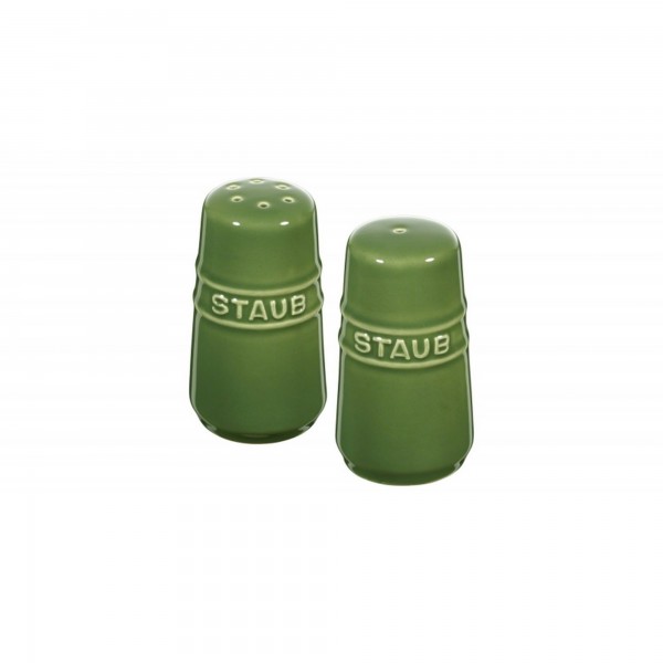 Mini Saleiro e Pimenteiro Verde Basil Staub Ceramic 7cm