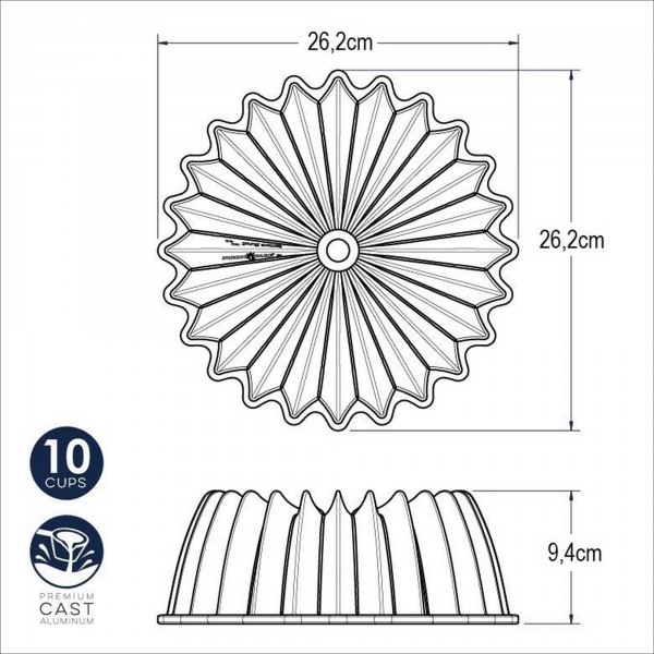 Fôrma para Bolo Nordic Ware Brilliance Bundt Redonda 26cm Dourada de Alumínio Fundido