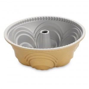 Fôrma para Bolo Nordic Ware Chiffon Bundt Redonda 25cm Dourada de Alumínio Fundido