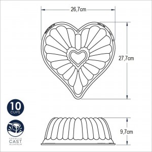 Fôrma para Bolo Nordic Ware Elegant Heart Coração 28cm Cobre de Alumínio Fundido