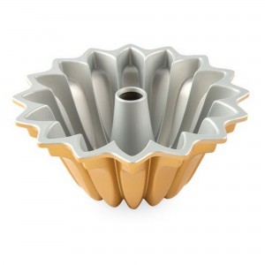 Fôrma para Bolo Nordic Ware Lotus Bundt Redonda 22cm Dourada de Alumínio Fundido