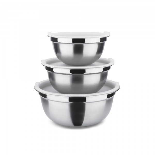 Conjunto Bowl com Tampa James.F 3 Peças de Aço Inox