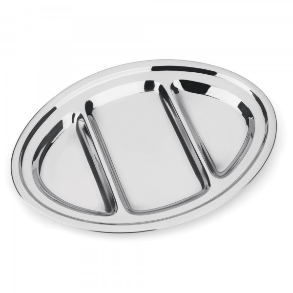 Petisqueira Oval 3 Divisões James.F 34cm de Aço Inox