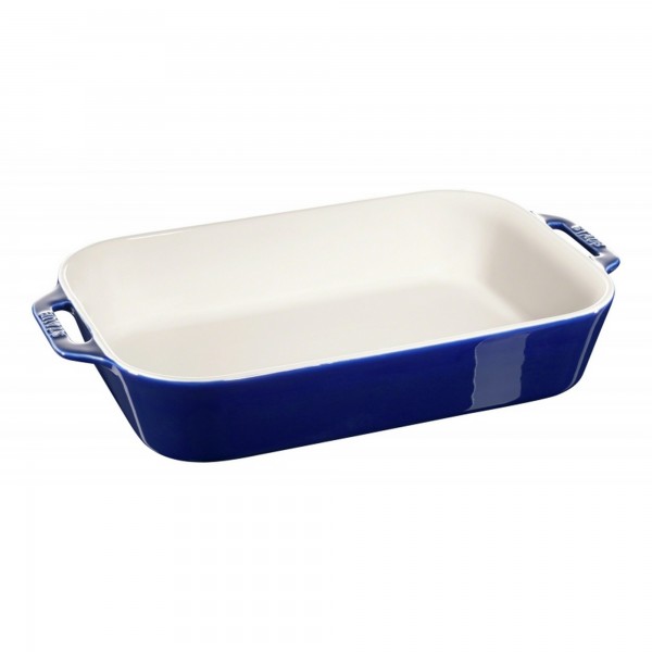 Travessa Retangular Azul Marinho 34x24cm Staub Ceramic