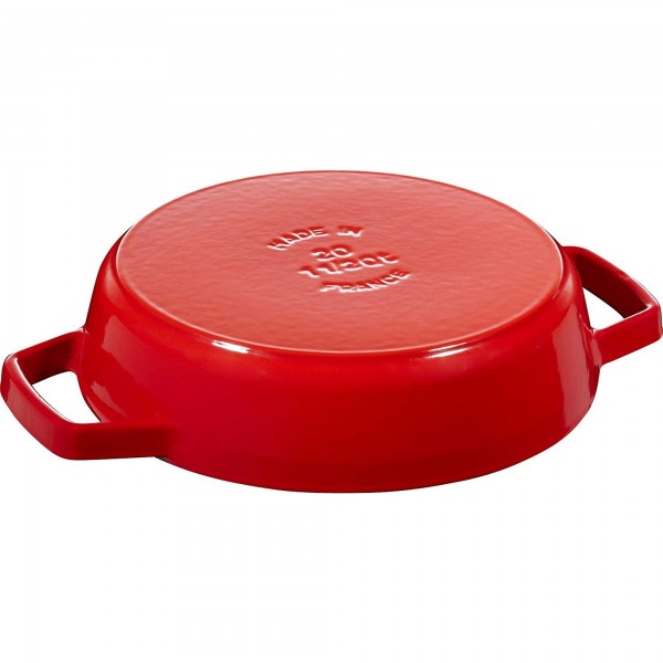 Frigideira Staub Cereja 34cm com Alças Grill Pans Redonda de Ferro Fundido