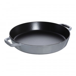 Frigideira Staub Cinza Grafite 26cm com Alças Grill Pans Redonda de Ferro Fundido