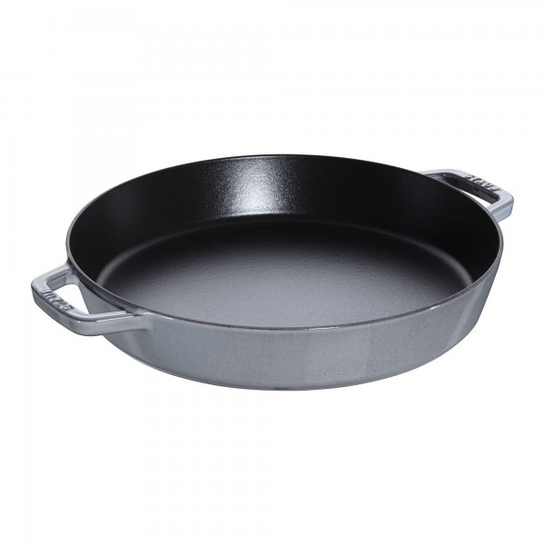 Frigideira Staub Cinza Grafite 26cm com Alças Grill Pans Redonda de Ferro Fundido