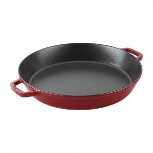 Frigideira Staub Cereja 34cm com Alças Grill Pans Redonda de Ferro Fundido