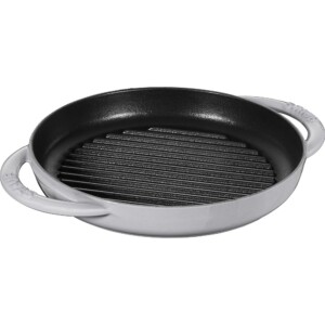 Grelha Staub Cinza Grafite 26cm com Alças Grill Pans Redonda de Ferro Fundido