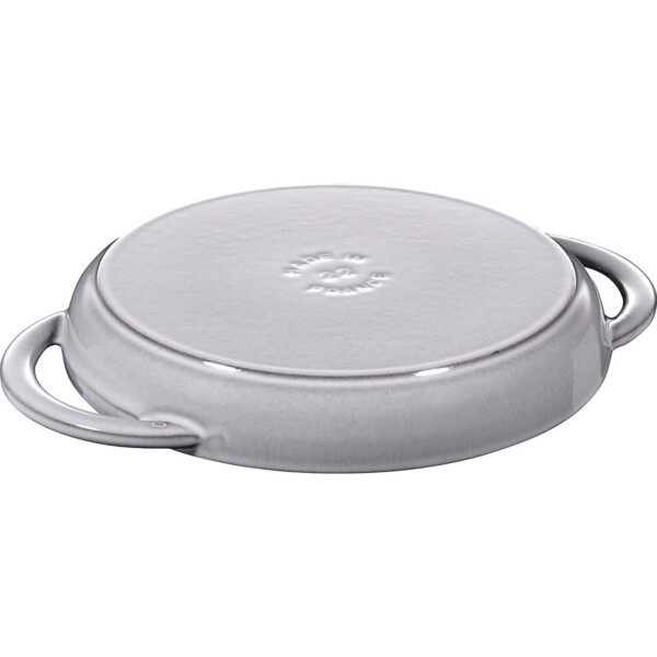 Grelha Staub Cinza Grafite 26cm com Alças Grill Pans Redonda de Ferro Fundido