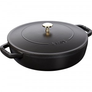 Caçarola Baixa Chistera Preta 28cm Redonda Staub de Ferro Fundido