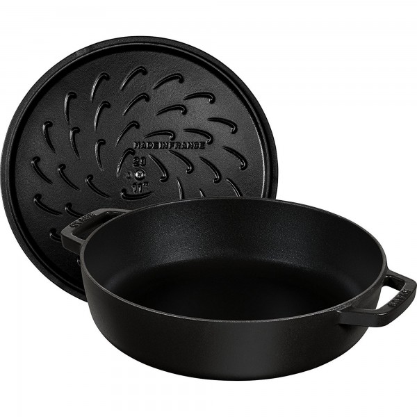 Caçarola Baixa Chistera Preta 28cm Redonda Staub de Ferro Fundido