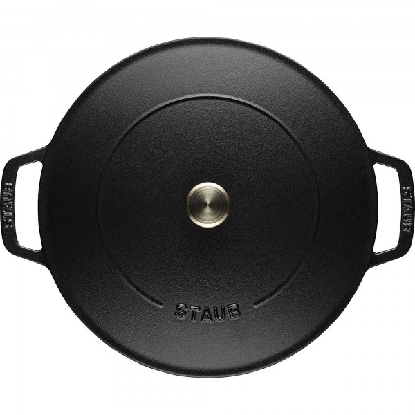 Caçarola Baixa Chistera Preta 28cm Redonda Staub de Ferro Fundido