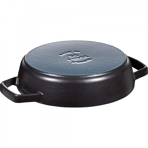 Frigideira Staub Preta 20cm com Alças Grill Pans Redonda de Ferro Fundido