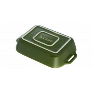 Mini Travessa Retangular Verde Basil Staub Ceramic 14x11cm