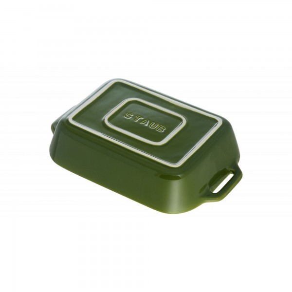 Mini Travessa Retangular Verde Basil Staub Ceramic 14x11cm